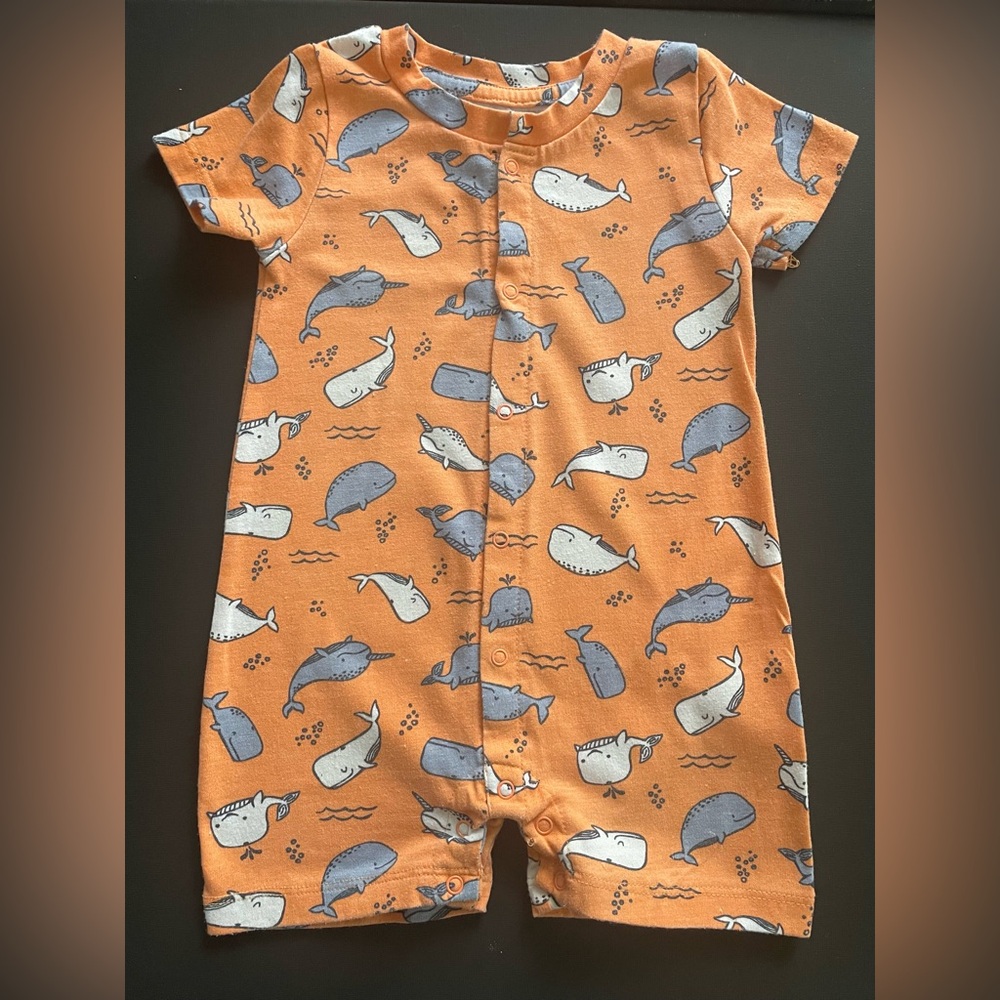 Free Planet Orange and Blue Whale Bodysuit